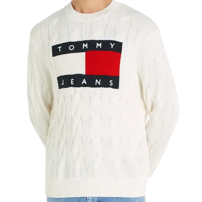 Sweter Męski TOMMY JEANS Flag DM0DM17762 Biały