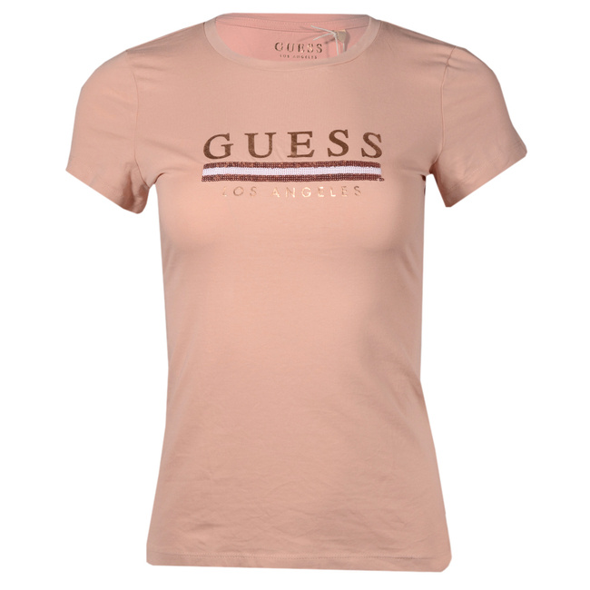 T-Shirt Damski GUESS Logo M1RI28 J1311 Różowy