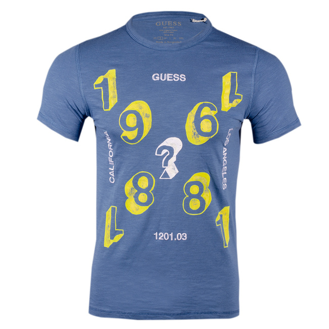T-Shirt Męski GUESS M2BI16 K6XN4 Niebieski